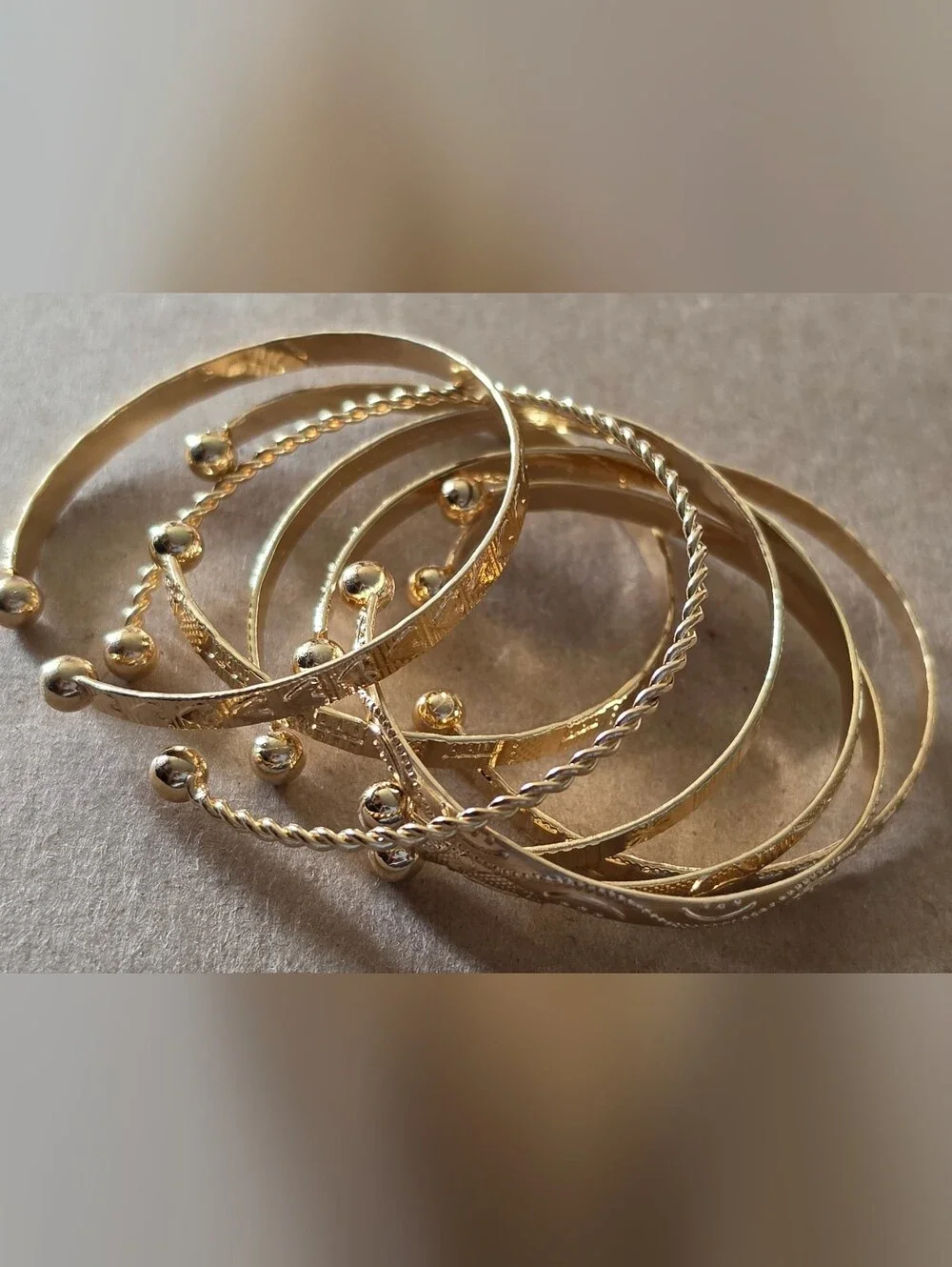 Gold Tone Women's Open-Ended Bangle Bracelet Set NEW
